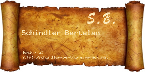 Schindler Bertalan névjegykártya